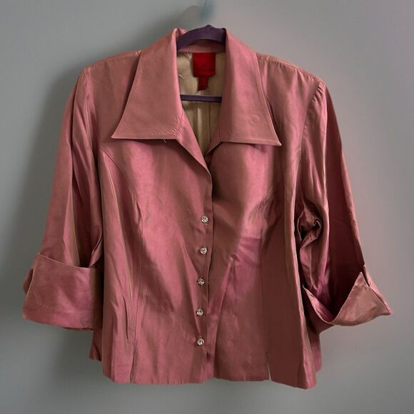 JS Collections 3/4 Sleeve Evening Wedding Top Mauve Rose MotB Please Read - Picture 1 of 5